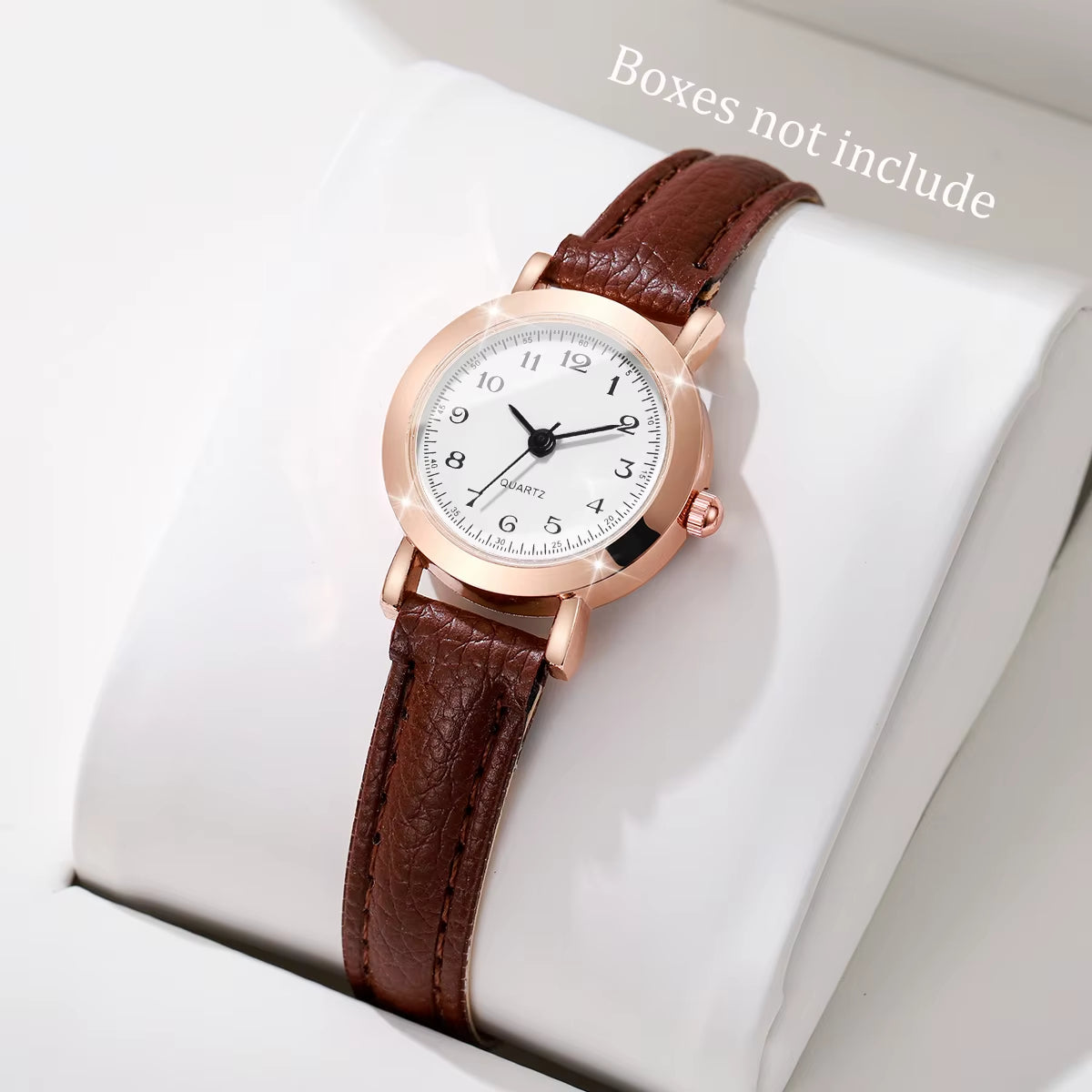 Elegant Women's Quartz Wristwatch with Leather Band and Minimalist Dial