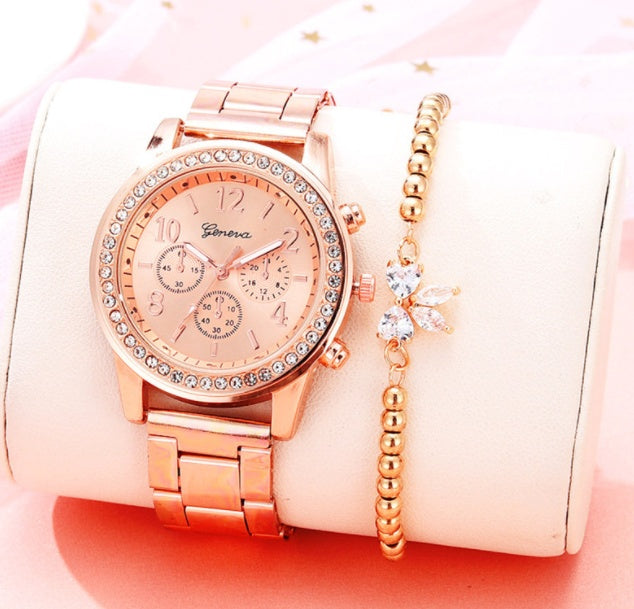 Diamond Bracelet Watch Stainless Steel Belt Geneva Alloy