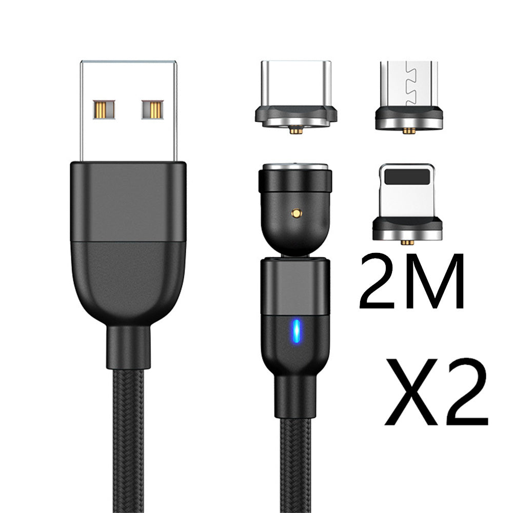 Magnetic Three In One Rotating Charging Cable Usb Type C