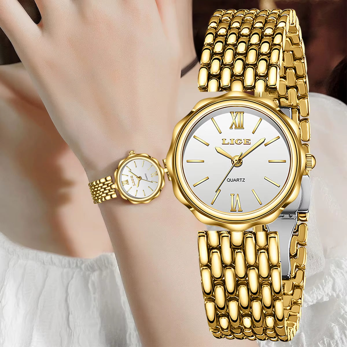 Luxury Top Brand Women'S Watches Elegant Fashion Gold Watch for Women Original Simple Quartz Waterproof Wristwatch Ladies