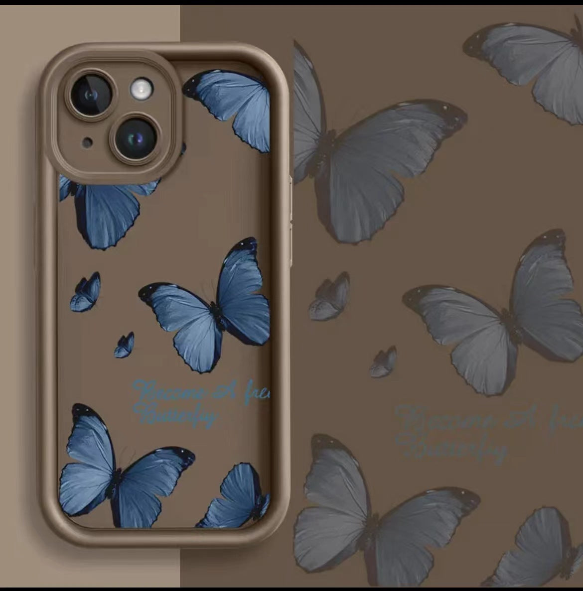 Blue Butterfly Edging Case For IPhone Drop Resistant