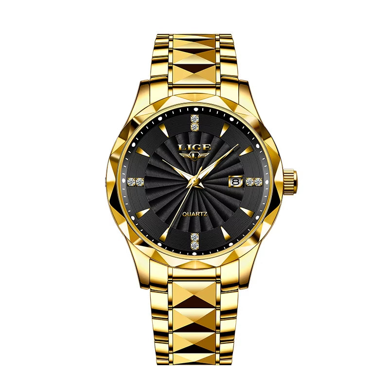 Luxury Men's Business Waterproof Stainless Steel Quartz Watch with Luminous Calendar