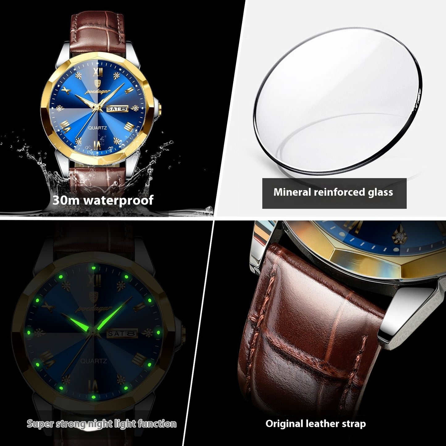 Belt Style Waterproof Luminous Men's Quartz Watch – Multiple Color Options