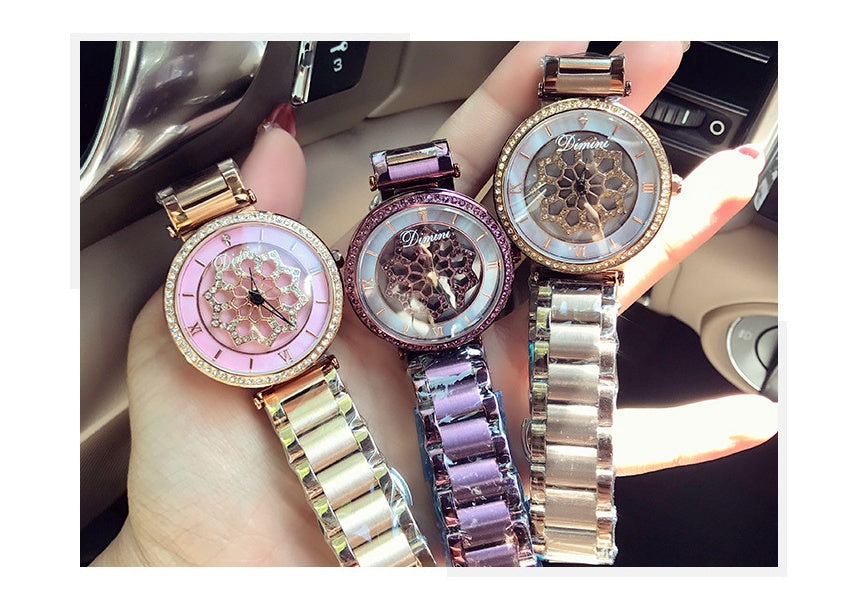Time To Run Ladies Quartz Diamond Alloy Watch Waterproof