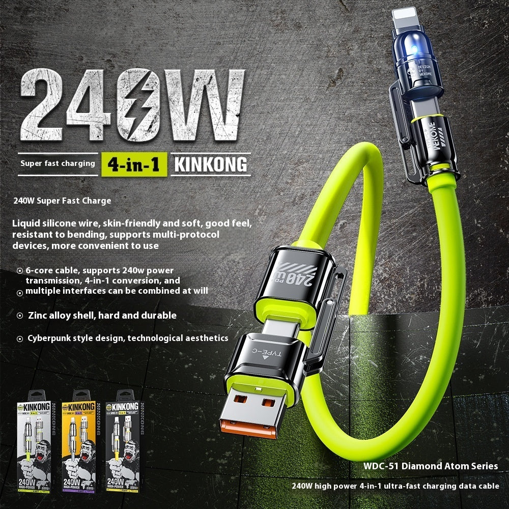 Four In One Fast Charge Data Cable Lightning Type C