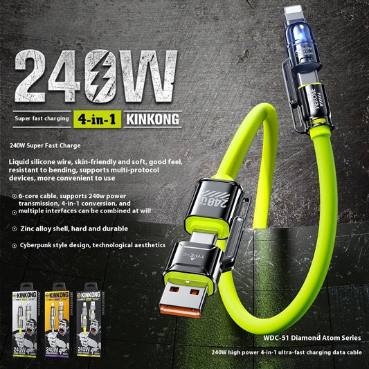 Four In One Fast Charge Data Cable Lightning Type C