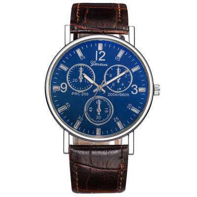 Blue Light Glass Unisex Casual Watch – Decorative Leather Band Fashion Style