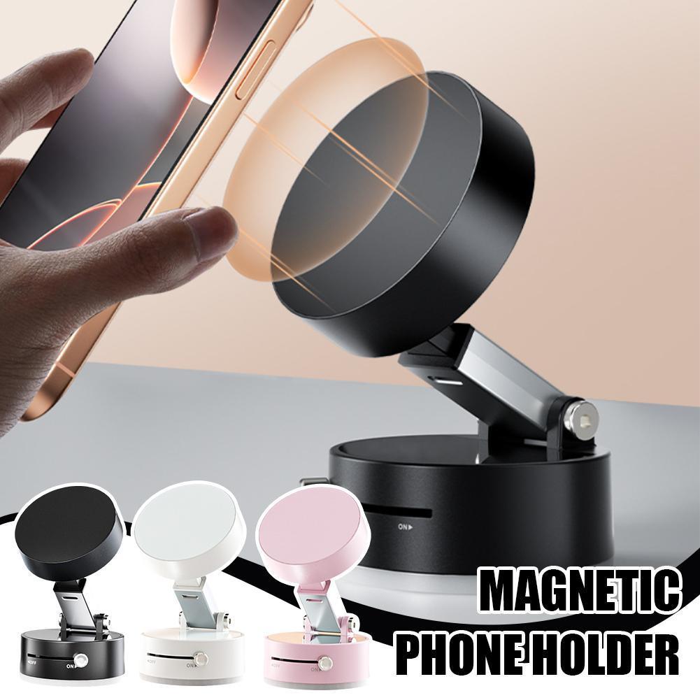 Foldable Magnetic Vacuum Car Phone Holder With Suction Cup