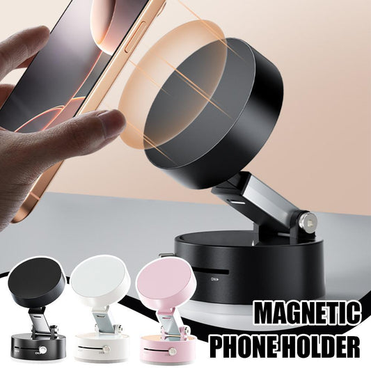 Foldable Magnetic Vacuum Car Phone Holder With Suction Cup