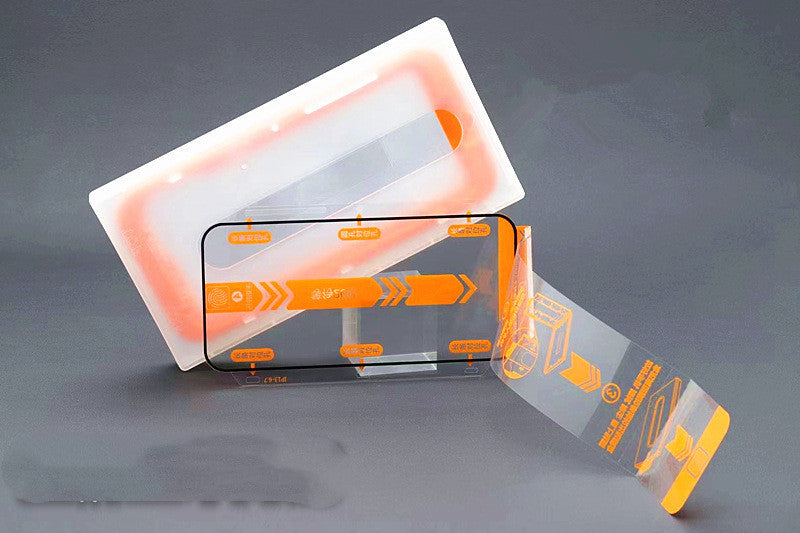 HD Tempered Glass Screen Protector with Dust Removal Cabinet for iPhone 12–14