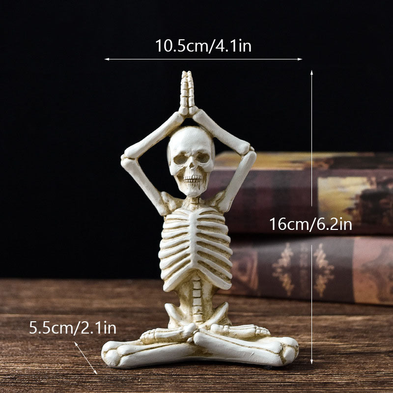 Halloween Resin Yoga Skeleton Skull Horror Desktop Decoration Ornament