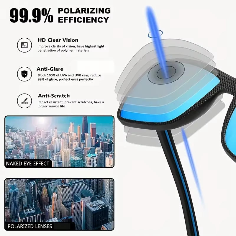 Polarized Square Sunglasses UV Protection – Free Shipping, Case Included