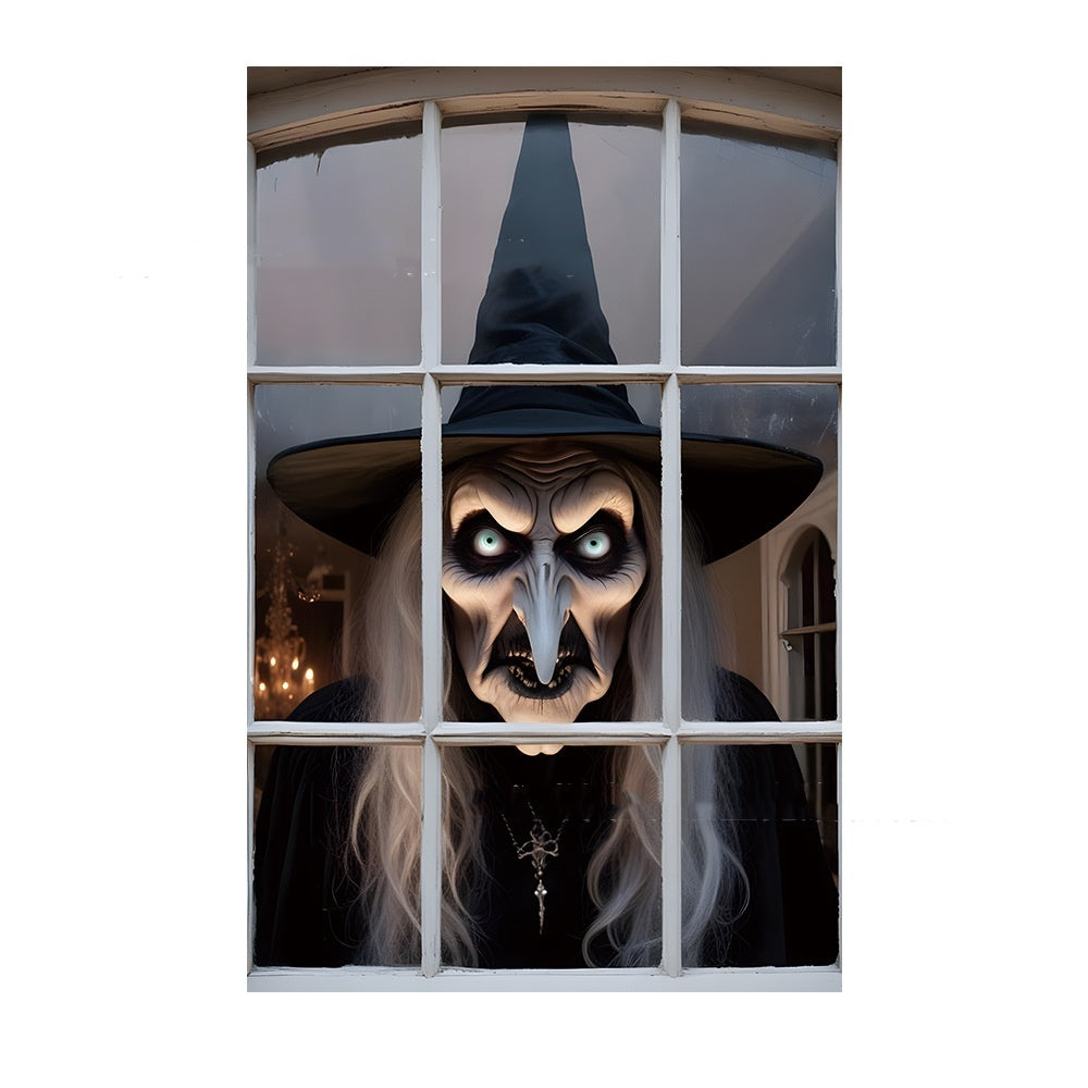 Halloween Witch Window Cover 80x120cm Polyester Spooky Party Decoration