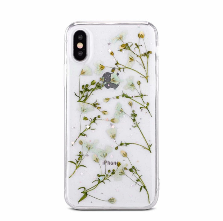 Real Flower Iphone Case Transparent TPU Anti Drop Cover