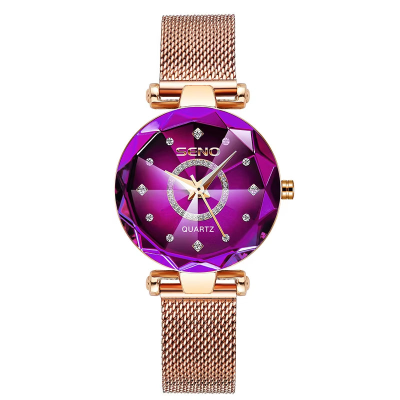 Rose Gold Crystal Women’s Bracelet Watch Quartz – Free Shipping Includes Case