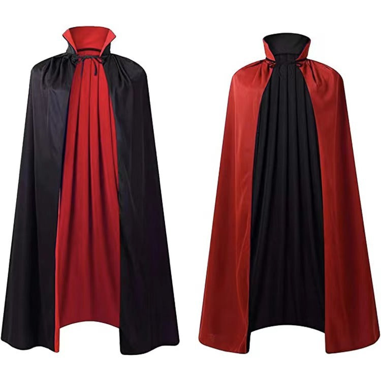 Kids Halloween Wizard Cloak Hooded Cape Black Costume Party Mantle Decoration