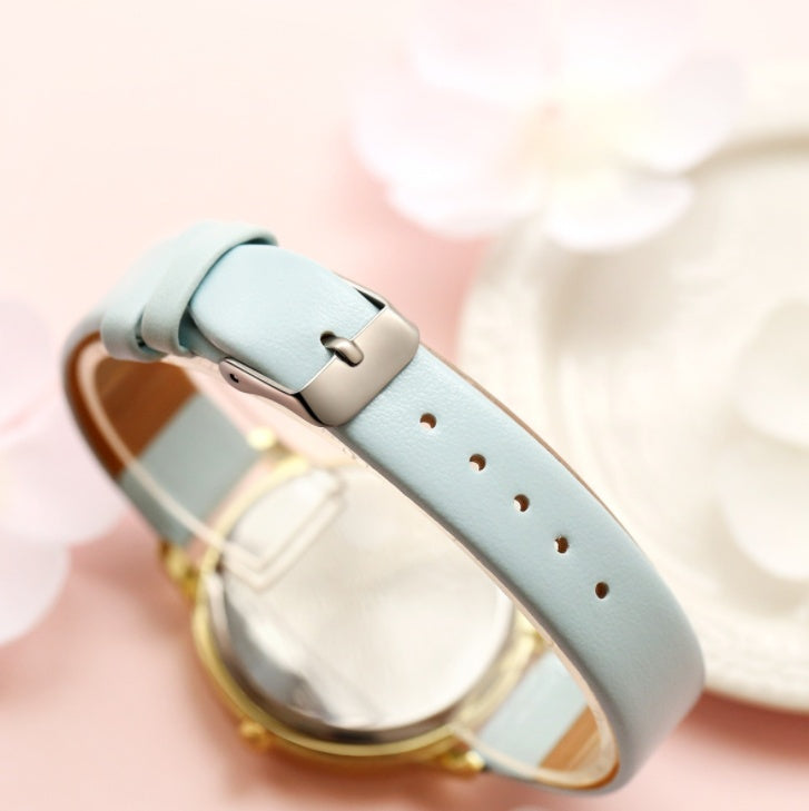 Rose Gold Leather Strap Women Watch Quartz Love Heart Dial
