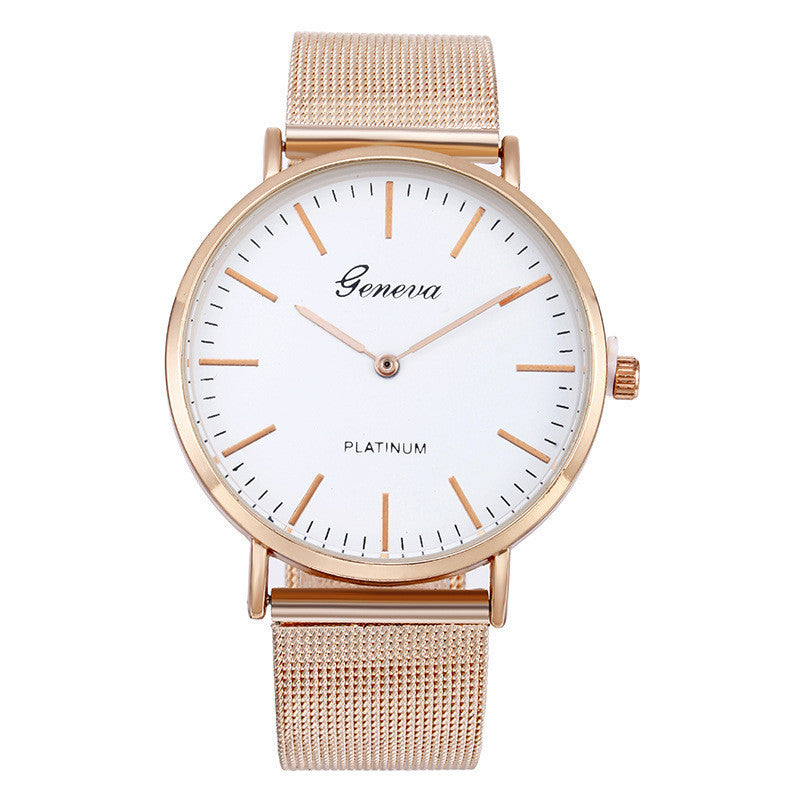 Mesh Band Quartz Watch With Steel Band For Everyday Wear