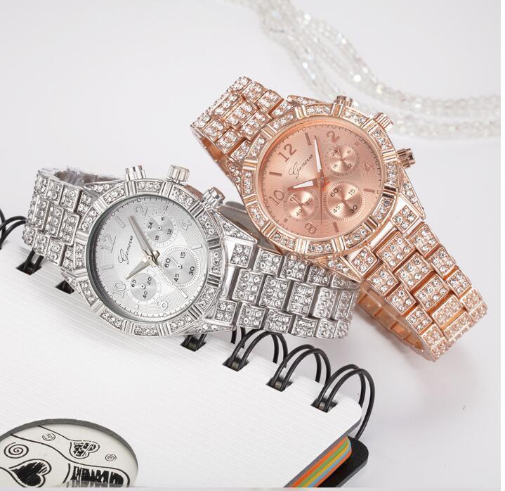 Women Crystal Quartz Analog Wrist Watch Stainless Steel