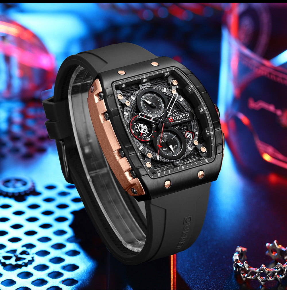 Men’s Sports Quartz Watch Six-Pin Tape Strap – Multiple Color Shells