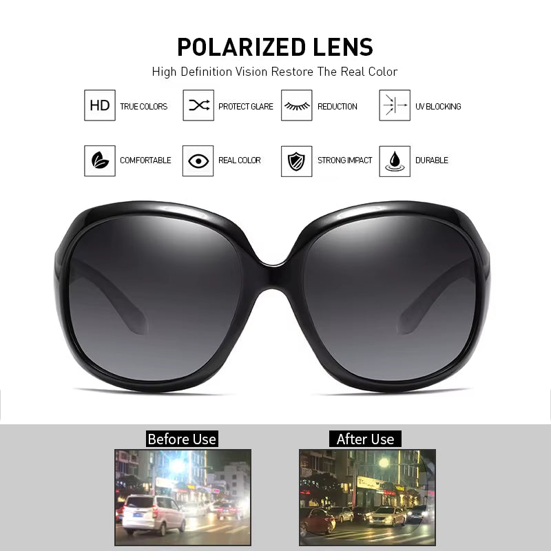 Brand Design Elegant Polarized Oversized round Sunglasses Women Simple Fashion Big Plastic Ladies Sun Glasses UV400
