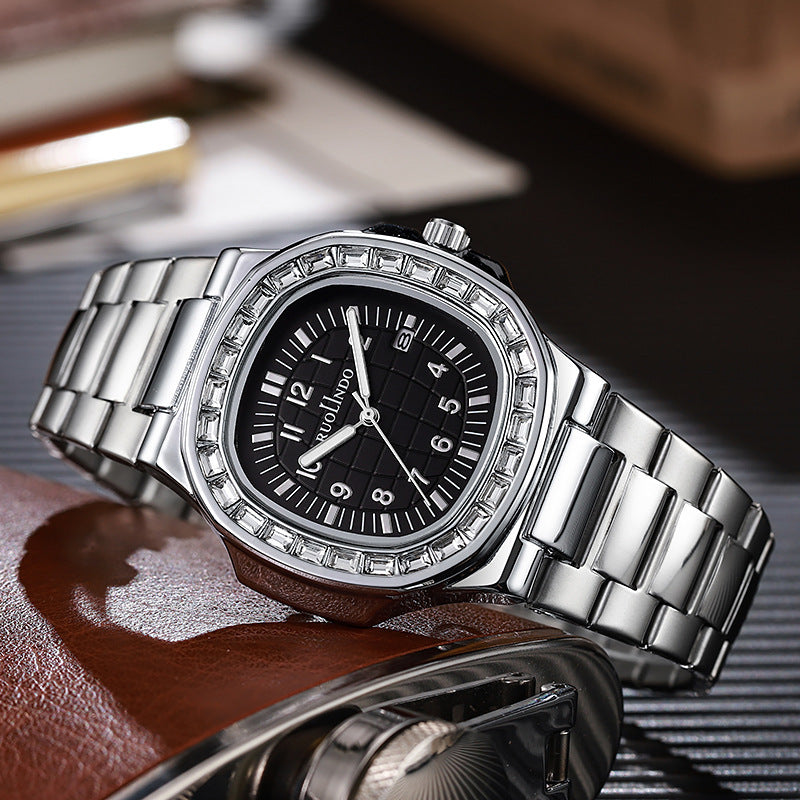 Men’s Stainless Steel Watch Double Calendar Quartz Luminous Dial – Multi Color