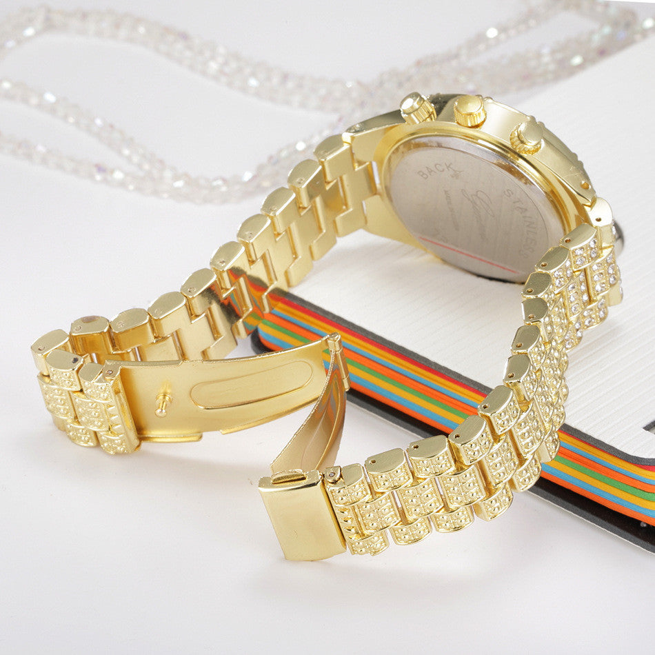 Women Crystal Quartz Analog Wrist Watch Stainless Steel