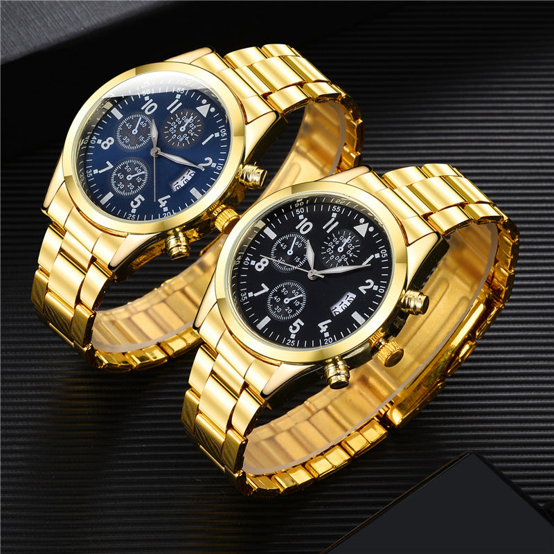Men’s Quartz Watch Steel Band 41mm Round Dial Luminous Display Casual Business