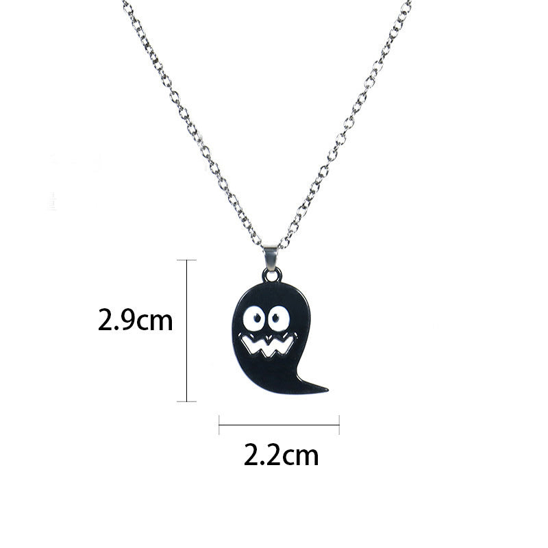 Halloween Ghost Festival Pendant Necklace Skull Bat Pumpkin Head Vintage Jewelry