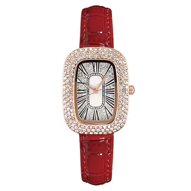 Women Quartz Oval Dial Casual Wrist Watch with Imitation Leather Band
