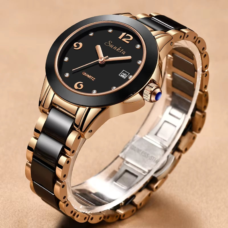 Ladies' Fashion Ceramic Bracelet Watch - Waterproof Dress Watch with Date Function - Ideal Gift for Women