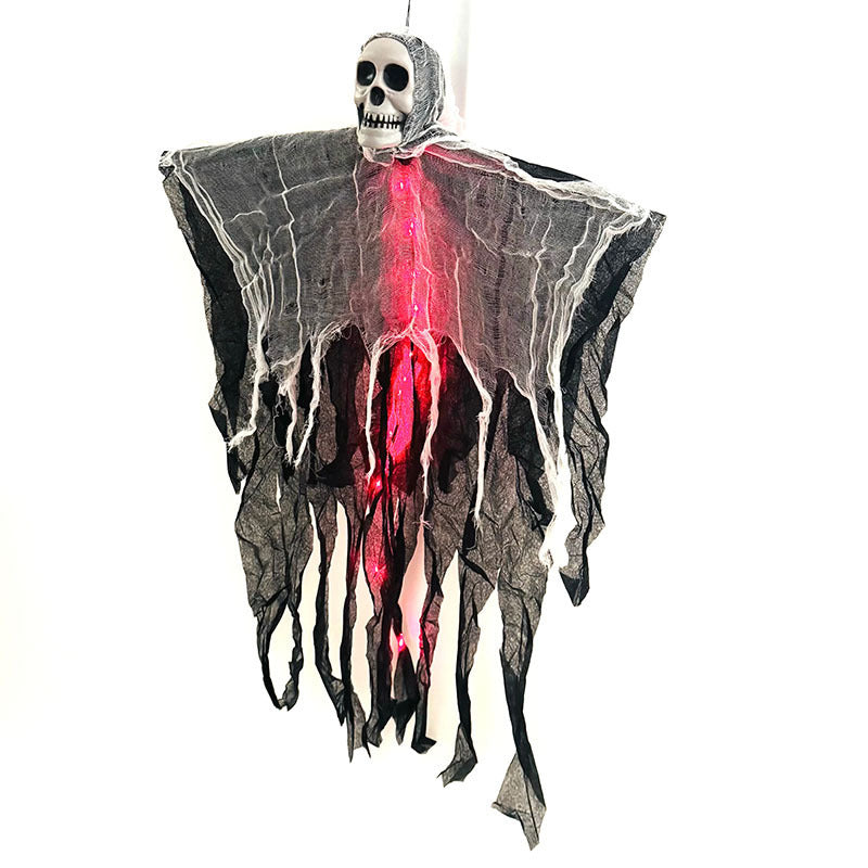 Halloween Hanging Ghost with Skull Spooky Decoration for Haunted House Party