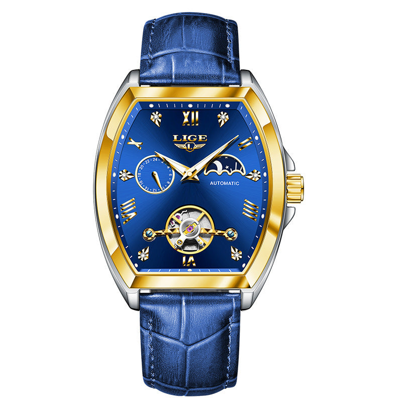 Men’s Luxury LIGE Tourbillon Mechanical Watch Waterproof Luminous Business Gold