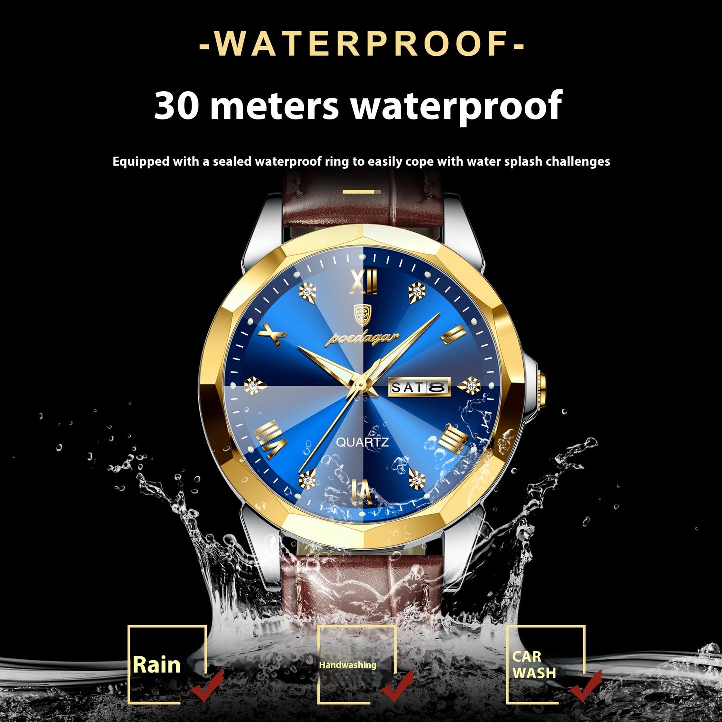 Belt Style Waterproof Luminous Men's Quartz Watch – Multiple Color Options