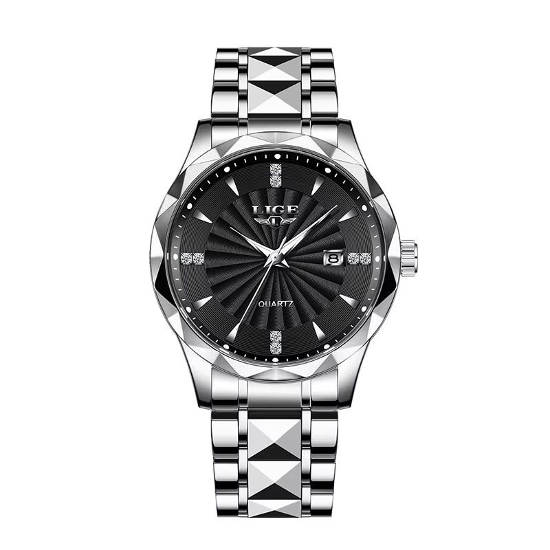Luxury Men's Waterproof Stainless Steel Quartz Watch with Luminous Features and Calendar Function