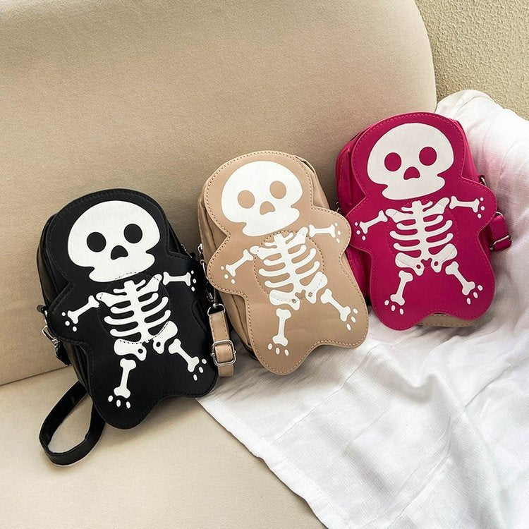 Halloween Spooky Skull Shoulder Bag Crossbody Purse for Women Small Phone Daily