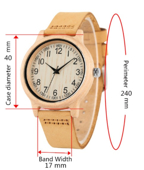 Wooden Bamboo Digital Watch For Women Leather Strap Style 2