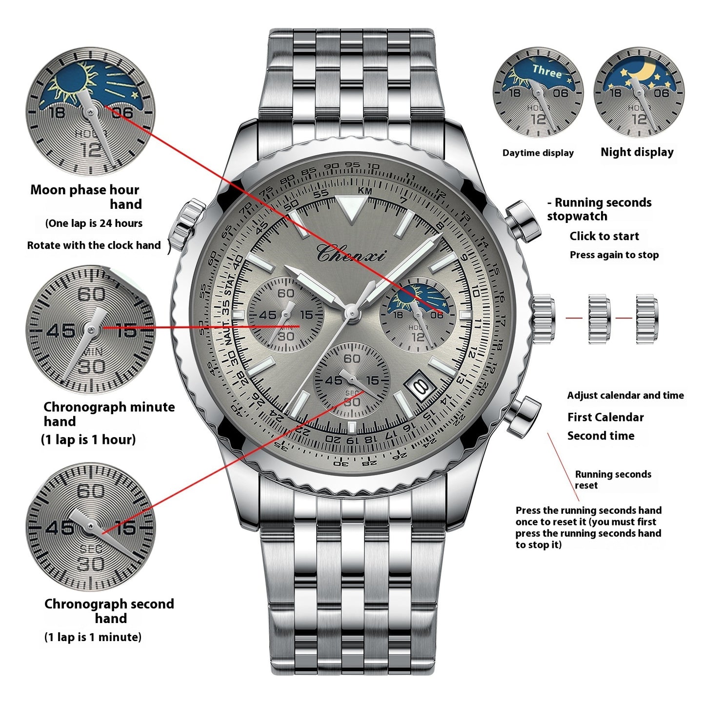 Men’s Sport Mineral Glass Steel Belt Watch – Silver Case / Color Varieties