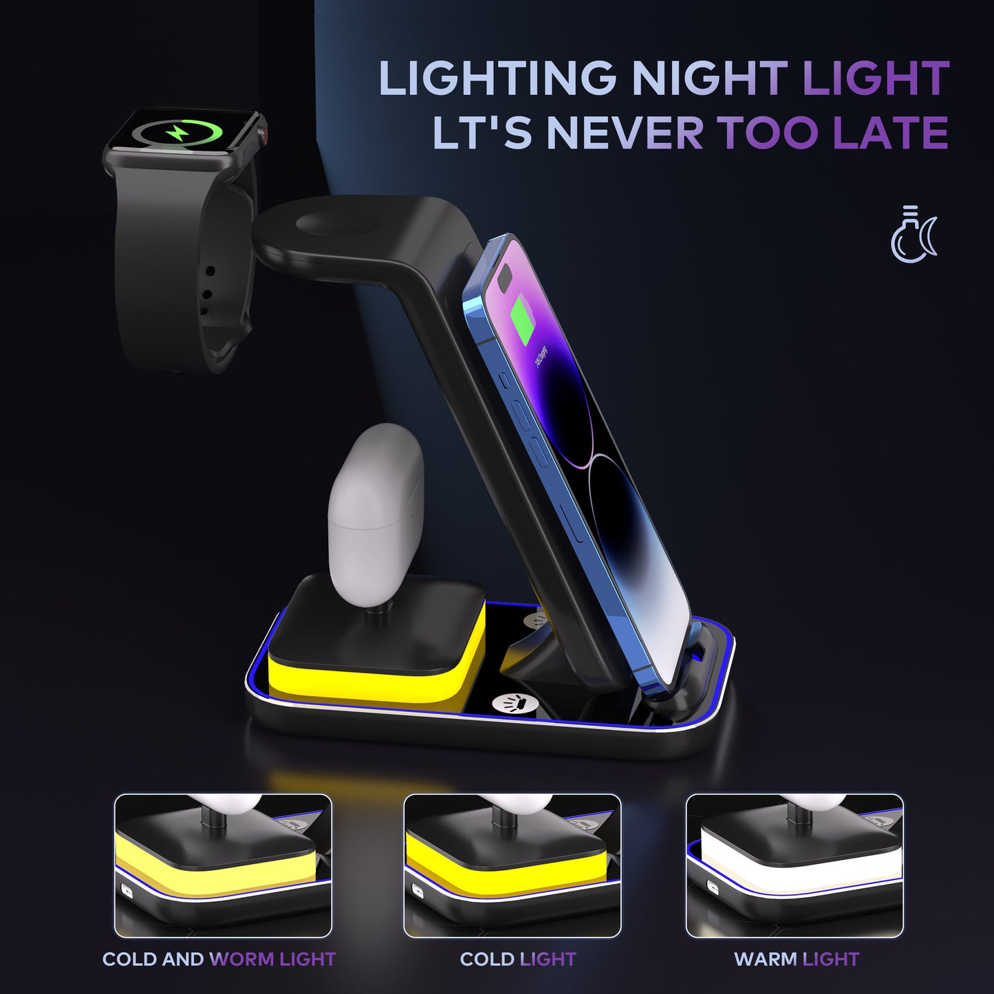 15W Vertical Wireless Charger For Mobile Phone Watch