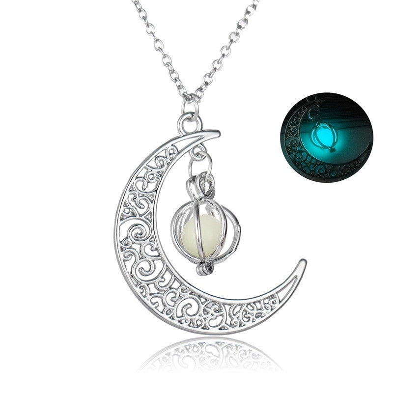 Women’s Luminous Moon Stone Necklace Natural Healing Pendant Glow Jewelry Gift