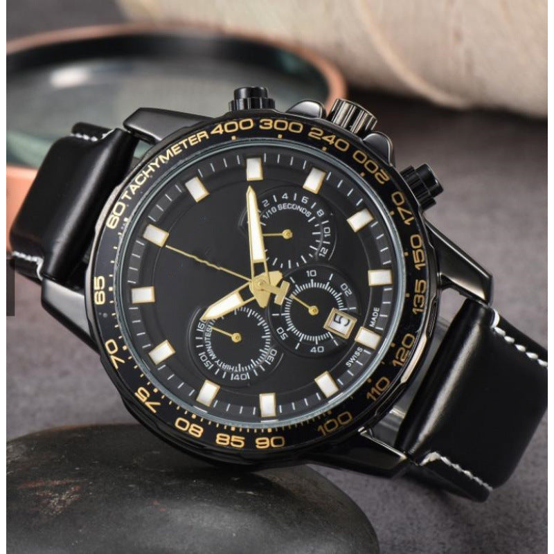 Men’s Day-Date Leather Strap Quartz Watch – Multiple Colors Styles