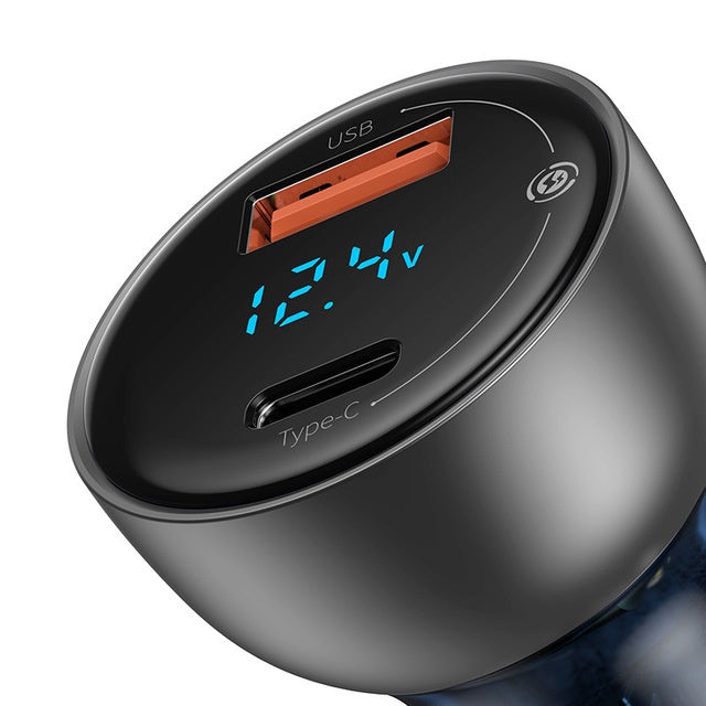 65W Fast Car Charger With Dual USB Type C And USB Ports