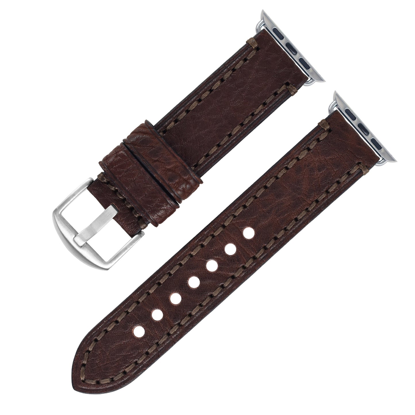 Casual Top Layer Cow Leather Watch Strap With Metal Buckles