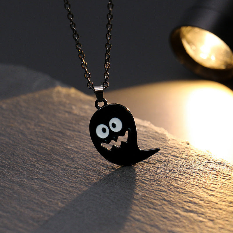 Halloween Ghost Festival Pendant Necklace Skull Bat Pumpkin Head Vintage Jewelry