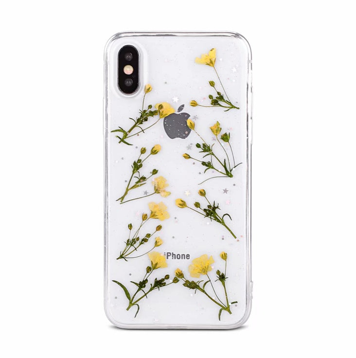 Real Flower Iphone Case Transparent TPU Anti Drop Cover