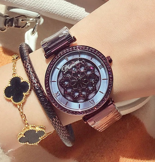 Time To Run Ladies Quartz Diamond Alloy Watch Waterproof