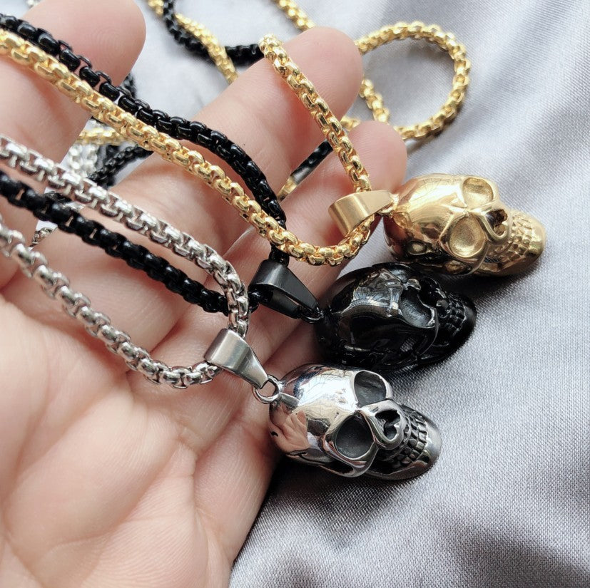 Halloween Skull Necklace Men Punk Style Titanium Steel Pendant Fashion Accessory