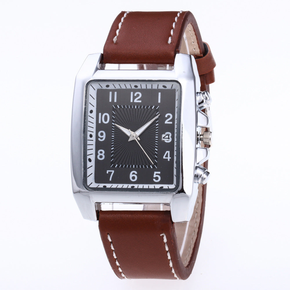 Square Fashion Men's Watch With Slim 10mm Imitation Leather