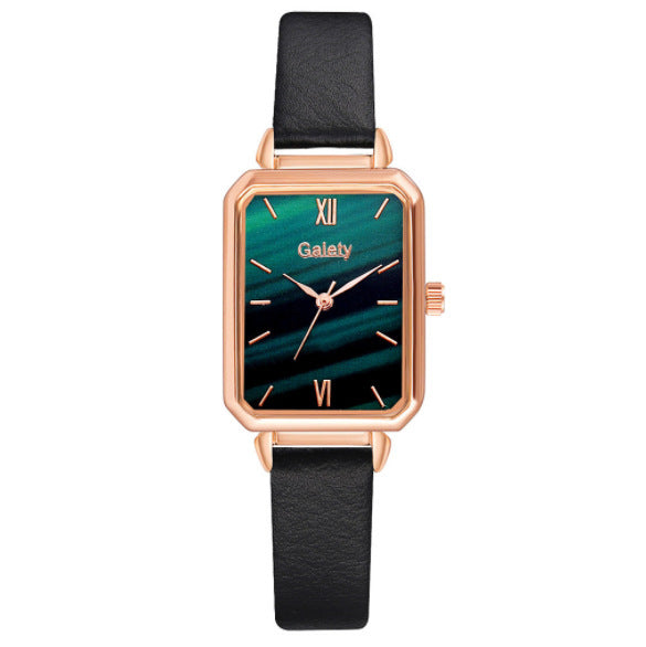 Retro Temperament Square Womens Watch Malachite Green