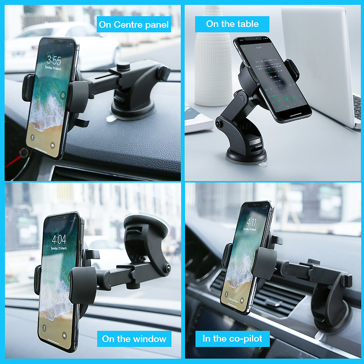 Telescopic Car Phone Holder With Suction Cup Mount Pro